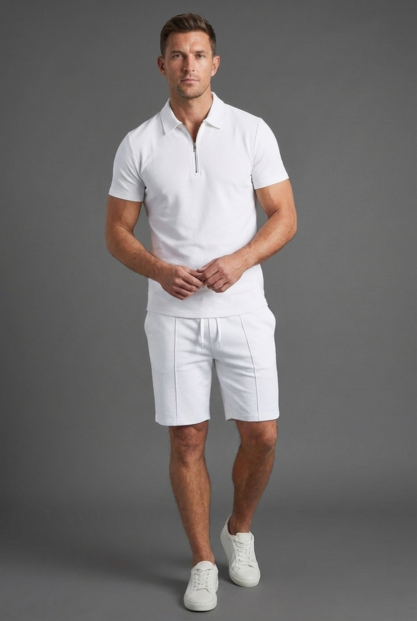 Smart Casual Polo Shorts Summer Co-Ord Set Men