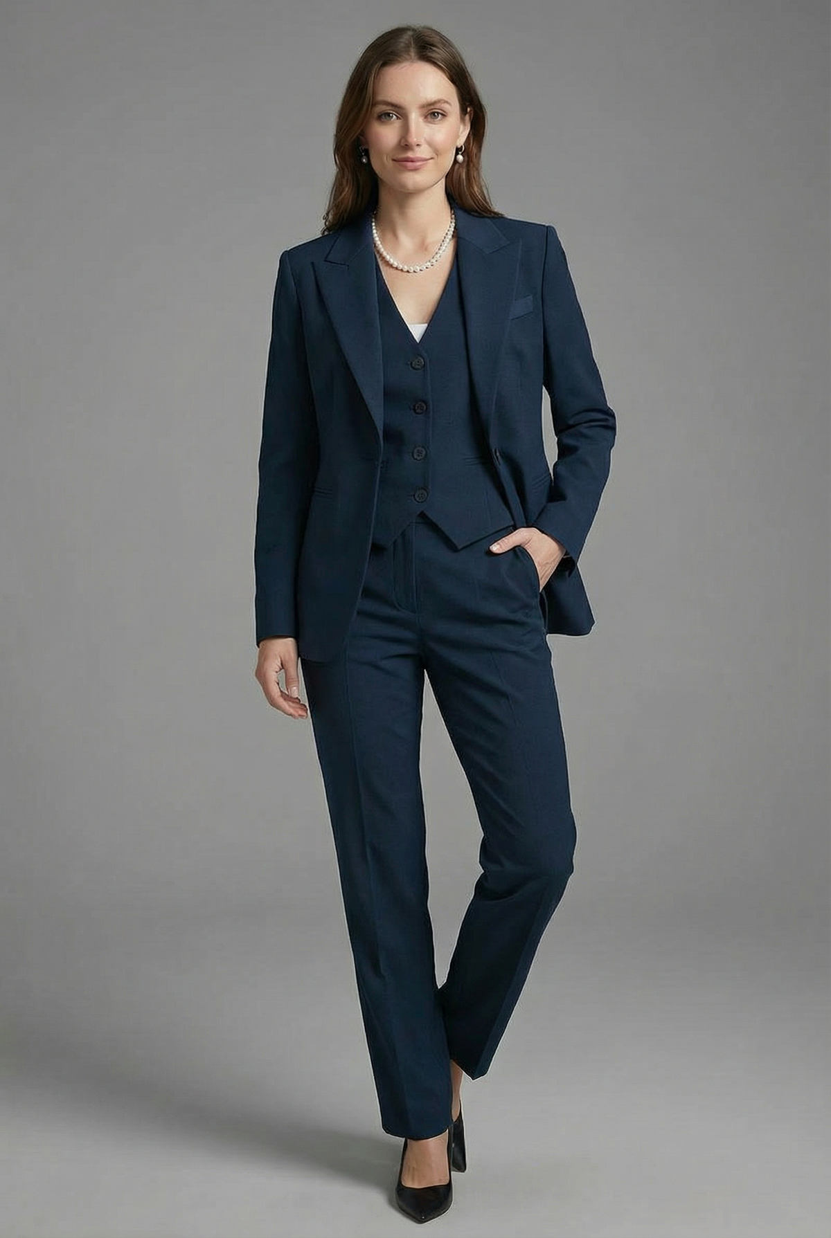 Women’s Tailored 3-Piece Suit - Blazer Waistcoat and Trousers Set Business Wear