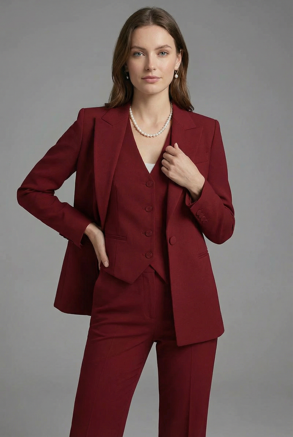 Women’s Tailored 3-Piece Suit - Blazer Waistcoat and Trousers Set Business Wear