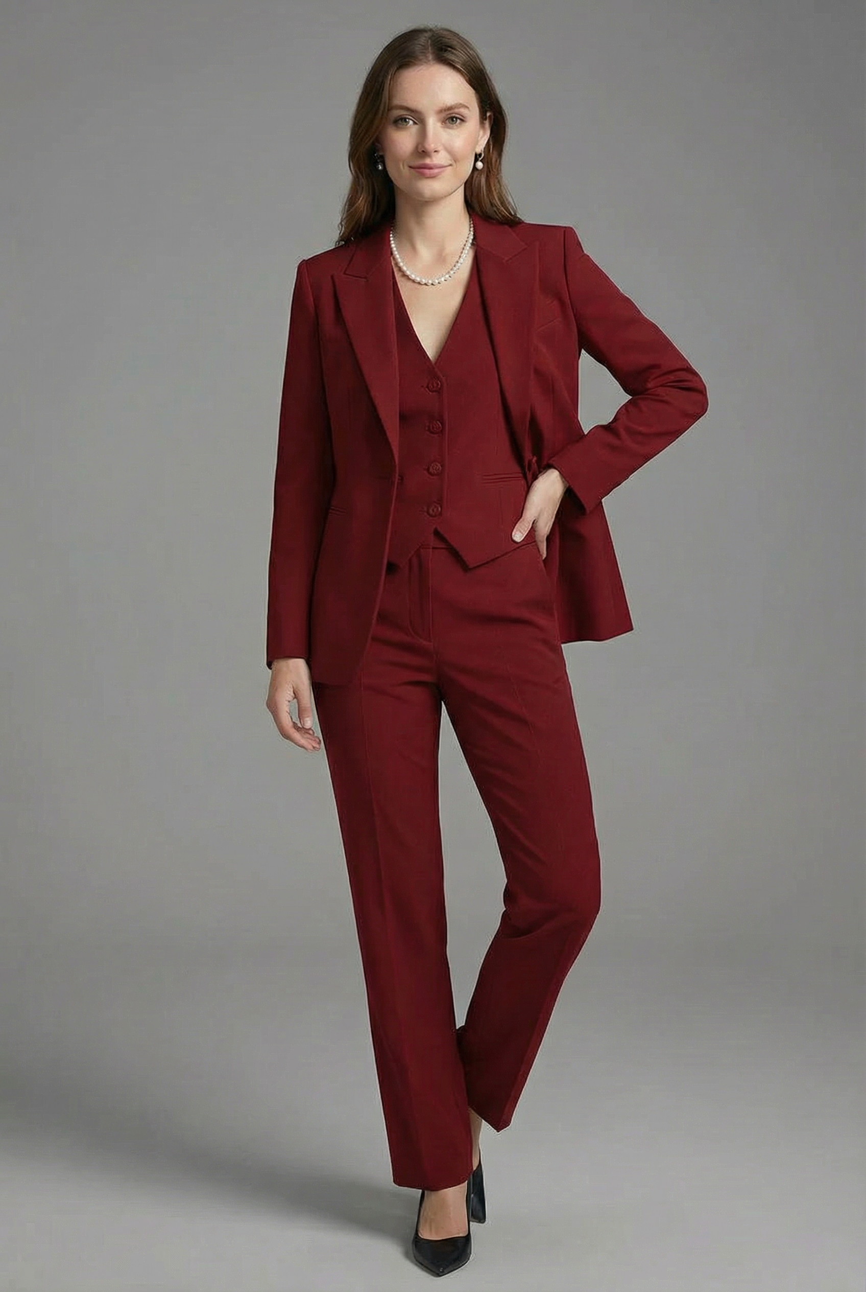 Women’s Tailored 3-Piece Suit - Blazer Waistcoat and Trousers Set Business Wear