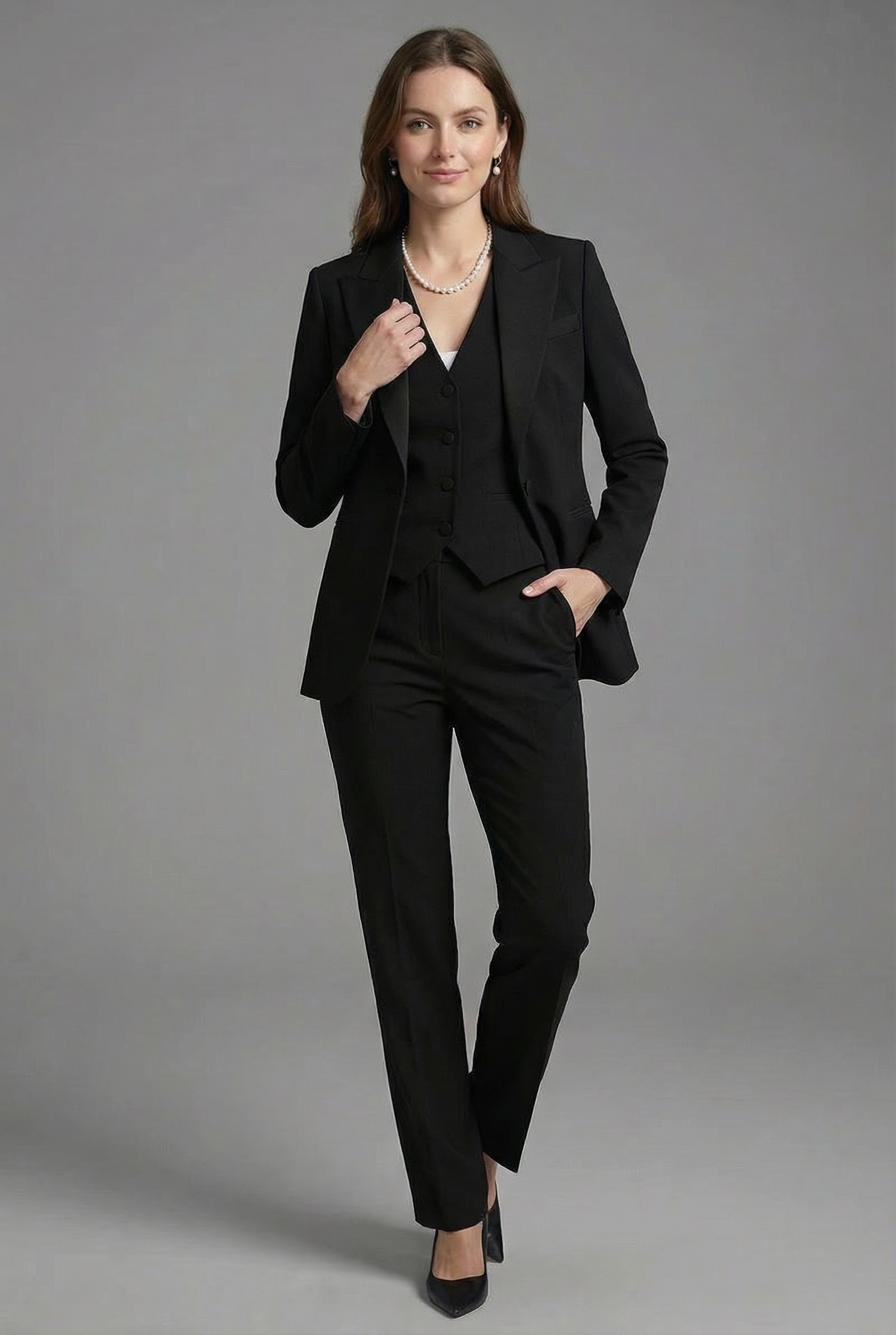 Women’s Tailored 3-Piece Suit - Blazer Waistcoat and Trousers Set Business Wear
