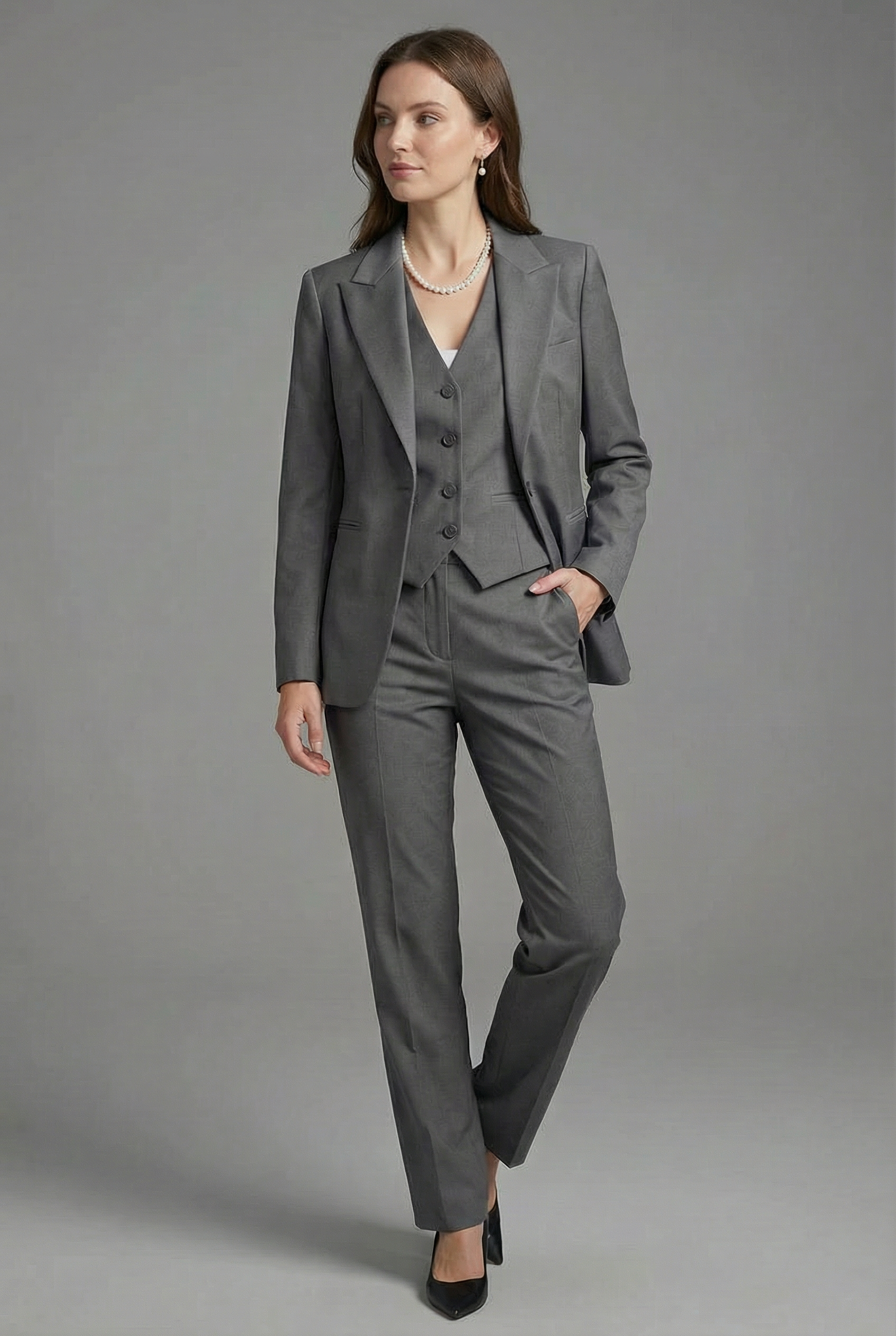 Women’s Tailored 3-Piece Suit - Blazer Waistcoat and Trousers Set Business Wear