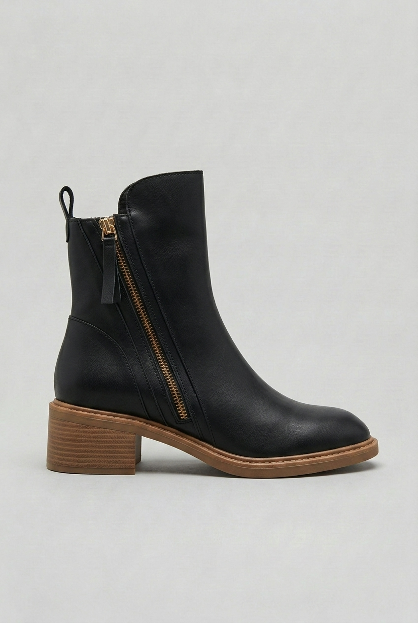 Block Heel Zip Front Orthopaedic Ankle Boots Women