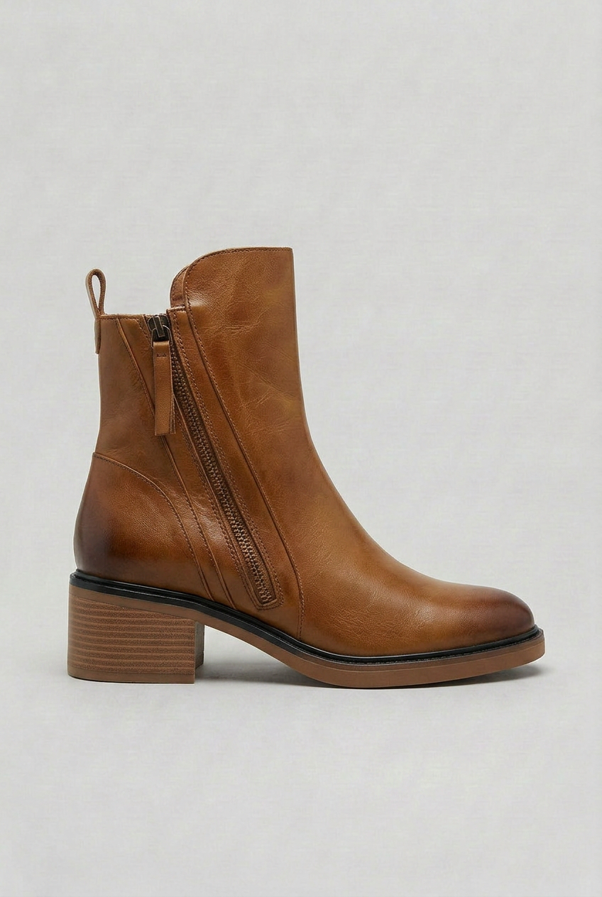 Block Heel Zip Front Orthopaedic Ankle Boots Women