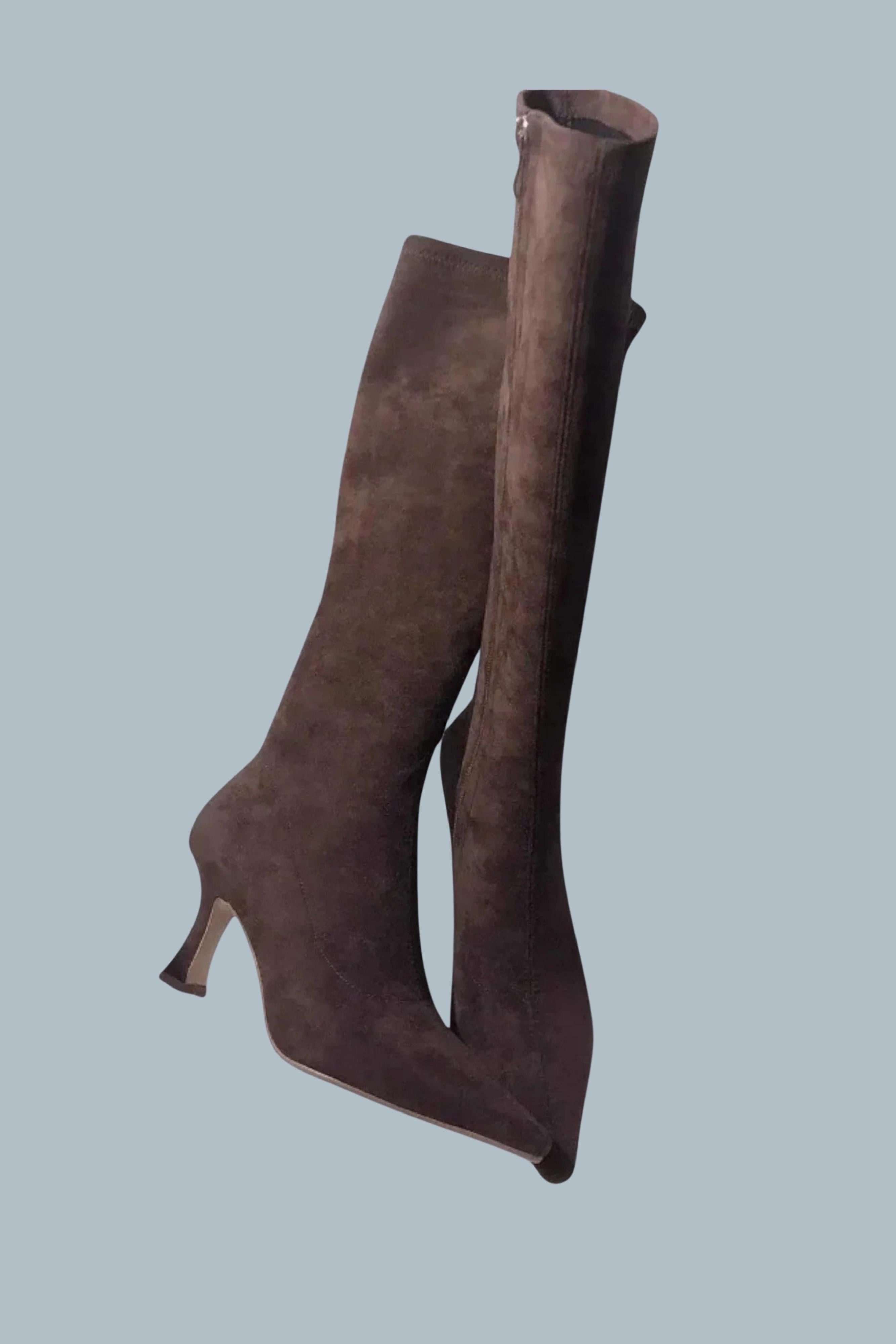 Women’s Suede Style Thigh-High Heeled Boots Over-the-Knee Boots