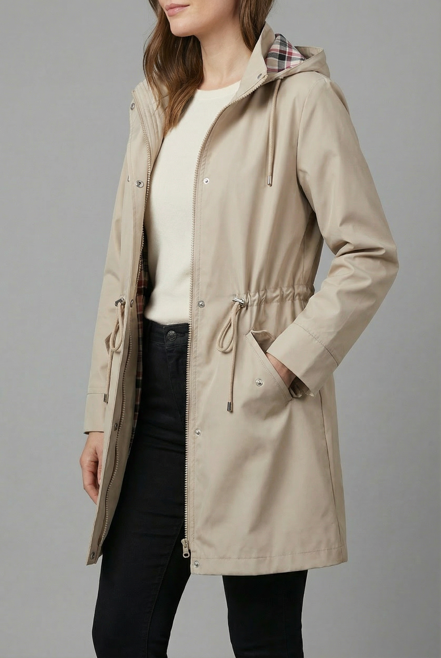 Women’s Hooded Zip-Up Trench Coat