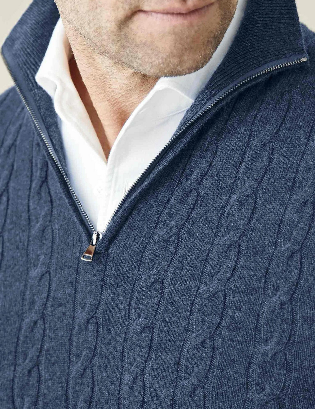 Men’s Cable Knit Half-Zip Sweater – Adjustable Warmth & Classic Fit