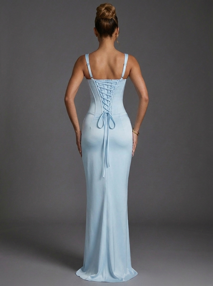 Corset Maxi Wedding Guest Dress – Square Neck Bodycon