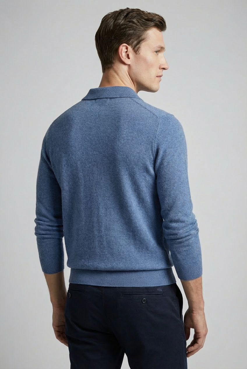 Men’s Merino Wool Style Polo Knit Jumper