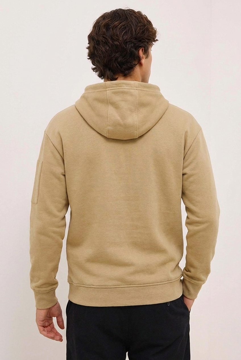 Quarter Zip Hooded Sweatshirt With Pocket Men