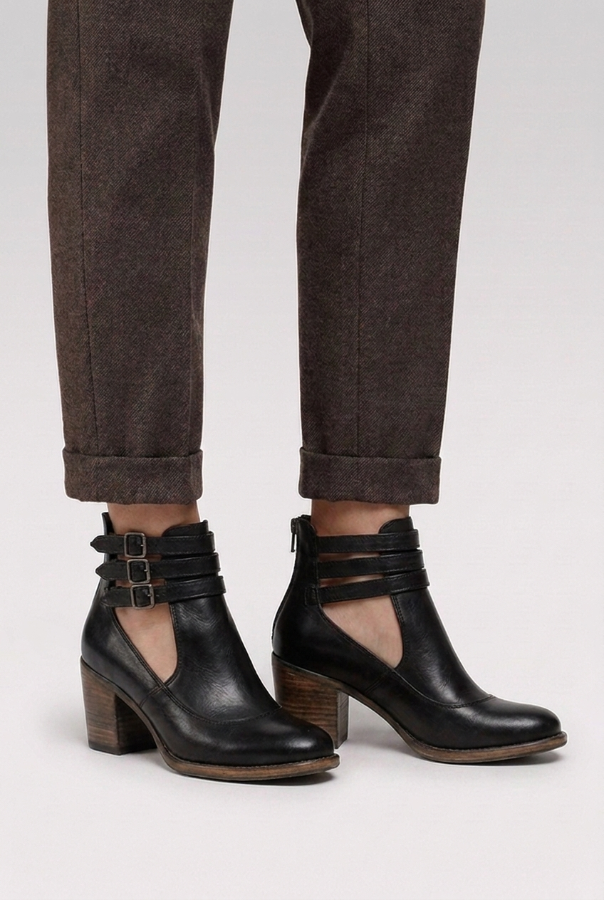 Buckle Strap Block Heel Ankle Boots Women