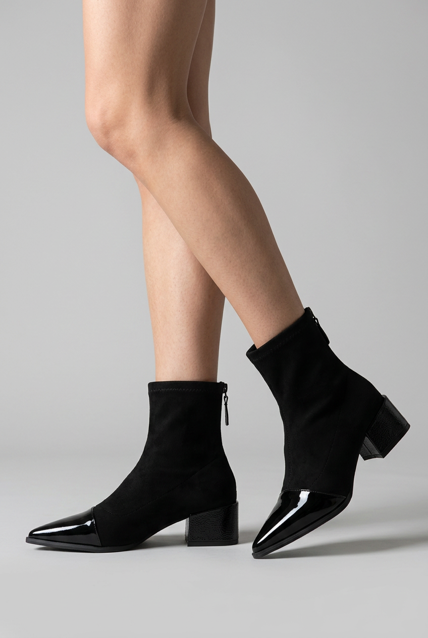 Pointed Toe Patent Panel Orthopaedic Ankle Boots Women