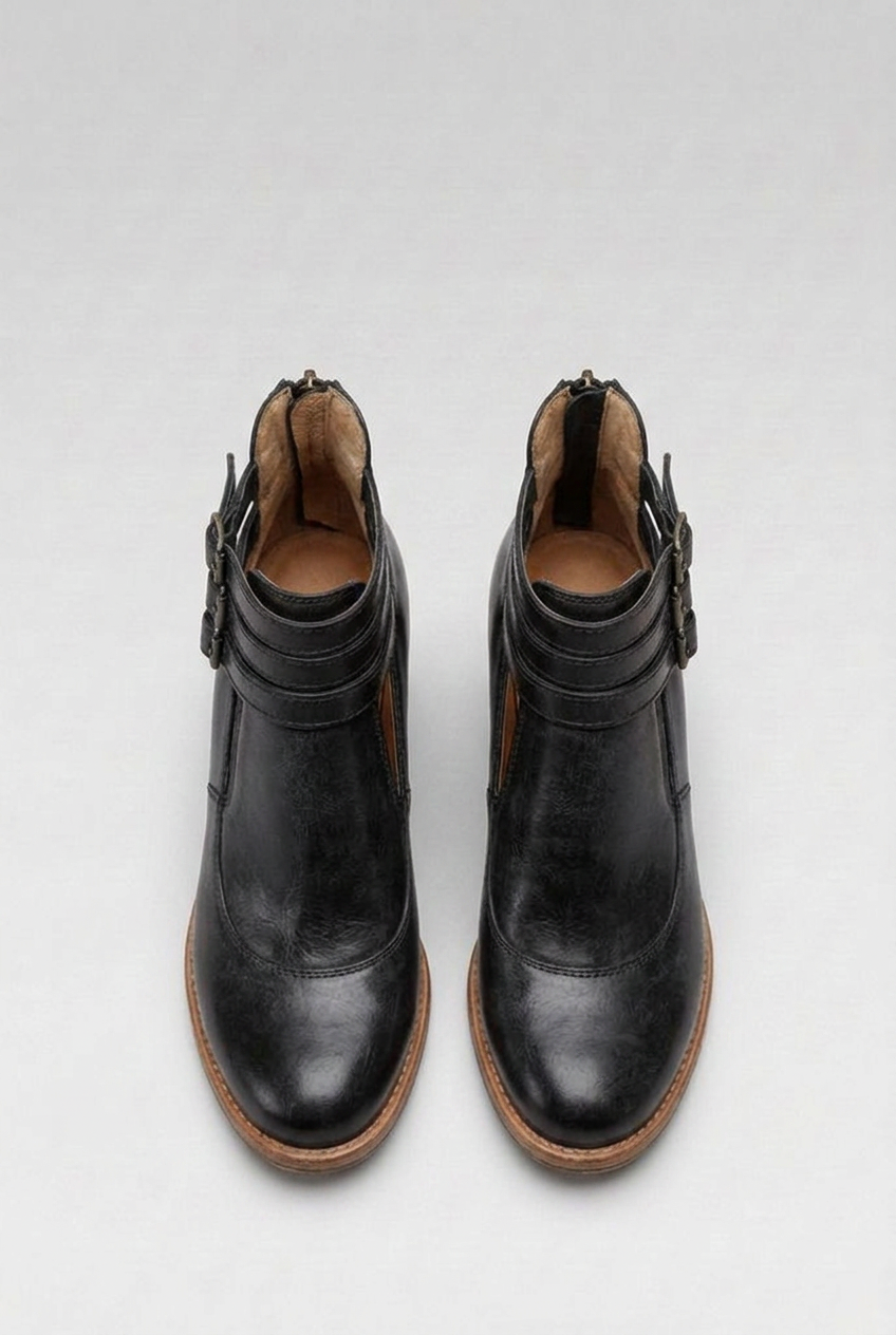 Buckle Strap Block Heel Ankle Boots Women