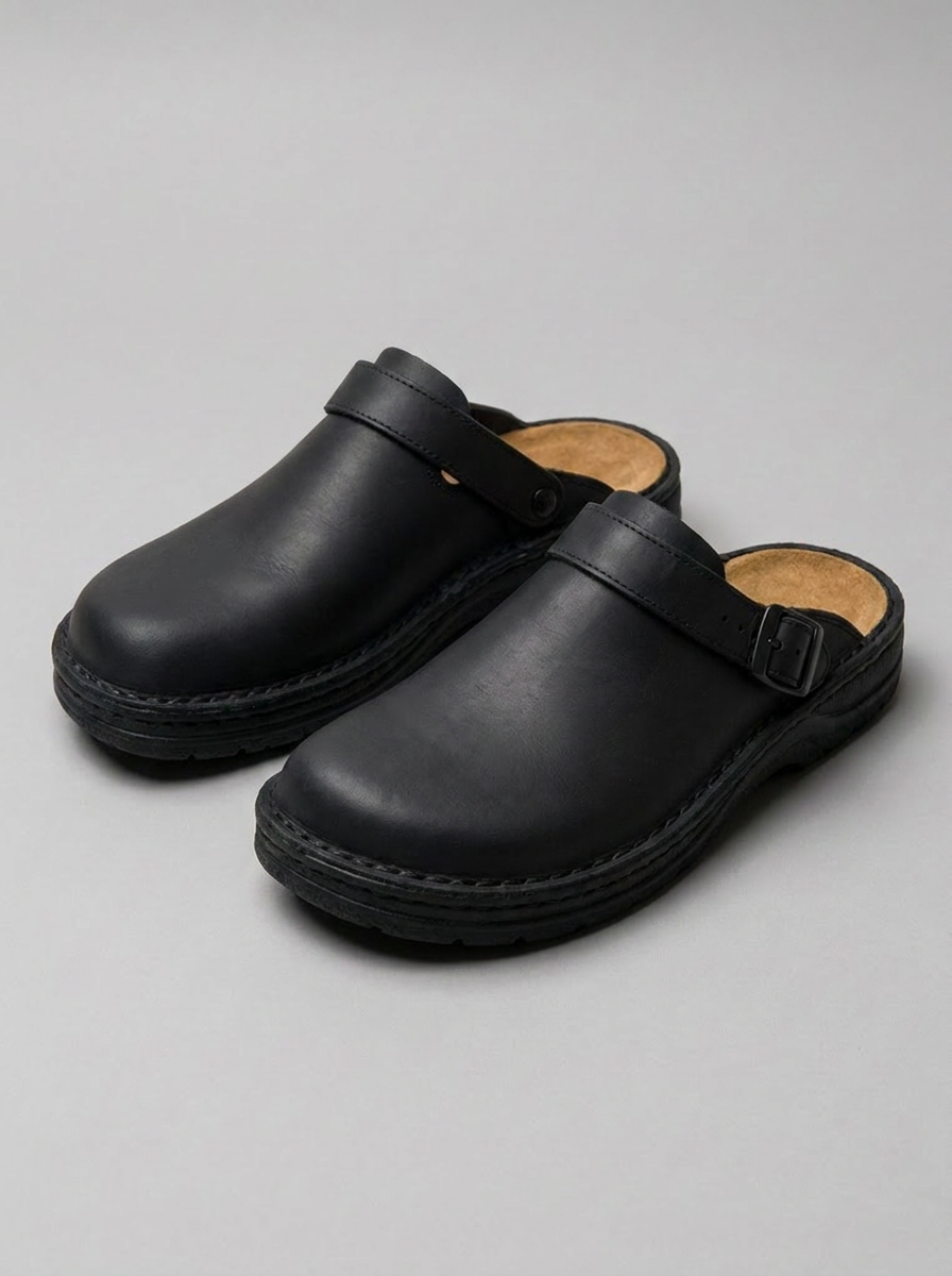 Clog Mules – Backless Buckle Strap Contoured Footbed