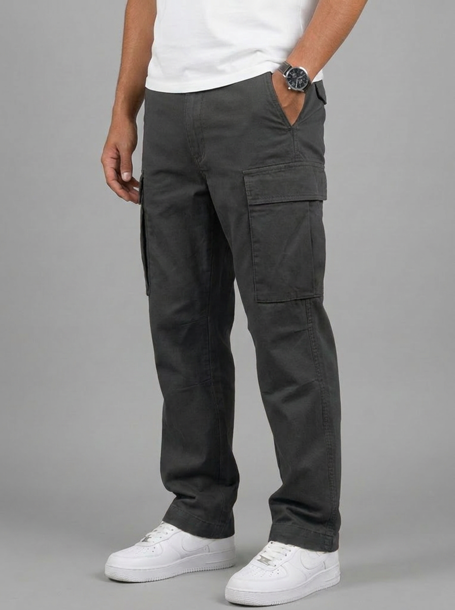 Men's Cargo Trousers – Straight Leg Multi-Pocket Casual