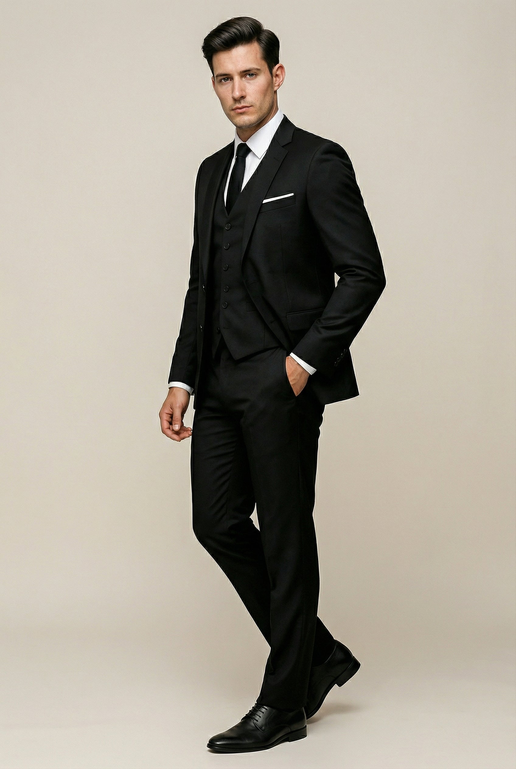 Men’s 3-Piece Slim Fit Suit – Tailored Single Breasted Formal Set