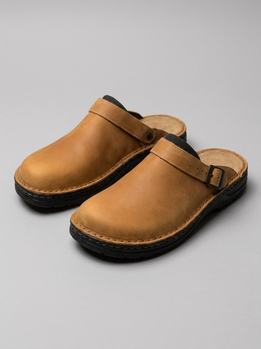Clog Mules – Backless Buckle Strap Contoured Footbed