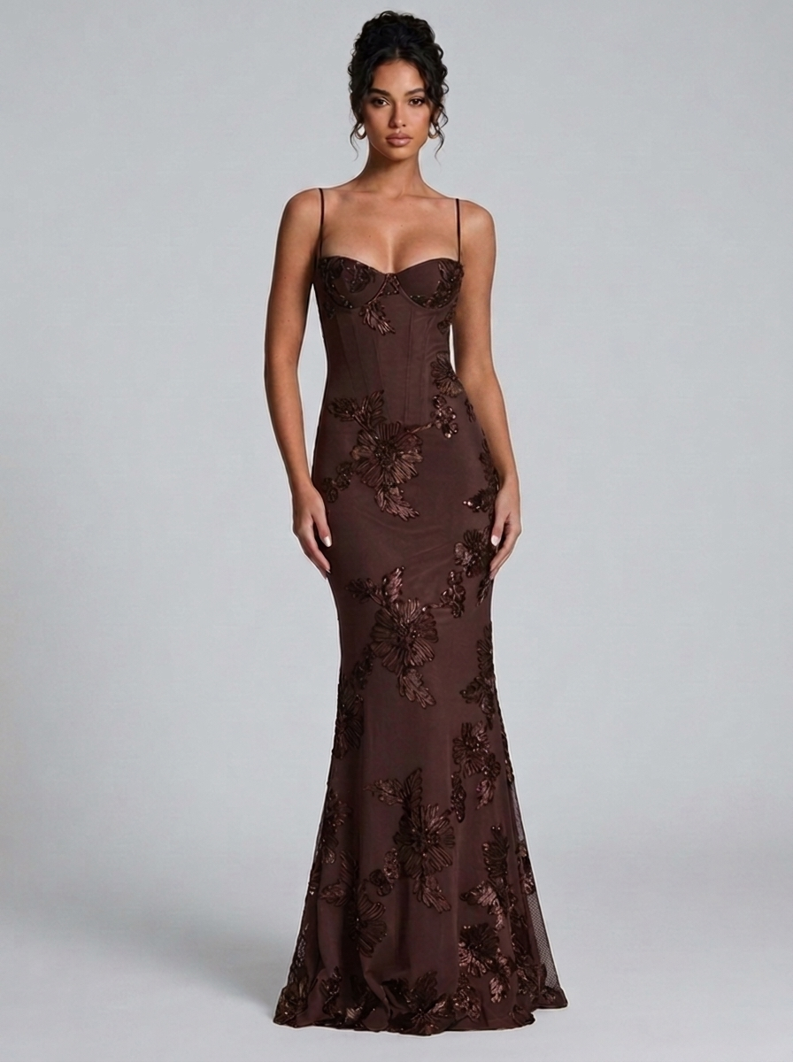 Corset Sweetheart Fishtail Prom Maxi Dress