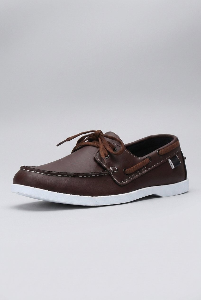 Lace Up Leather Style Casual Boat Shoes Men