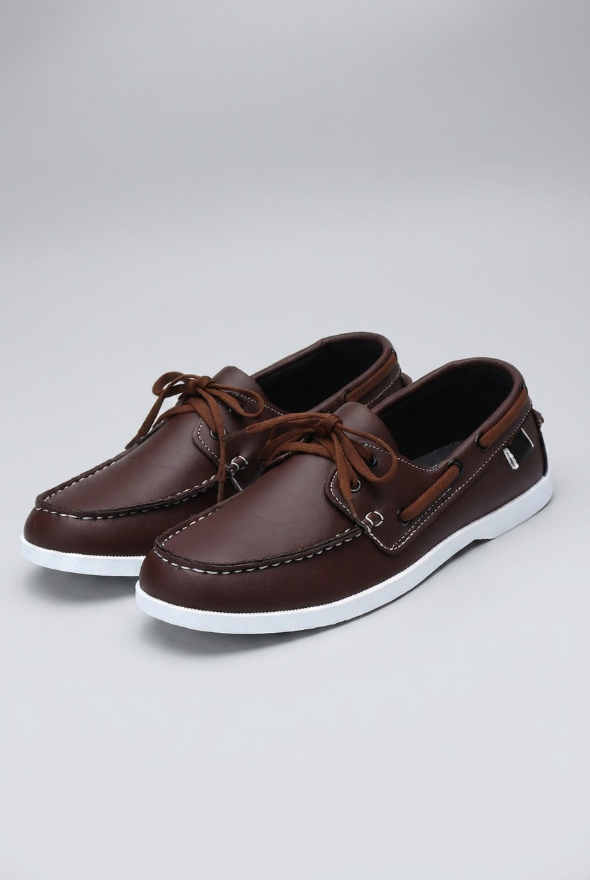 Lace Up Leather Style Casual Boat Shoes Men