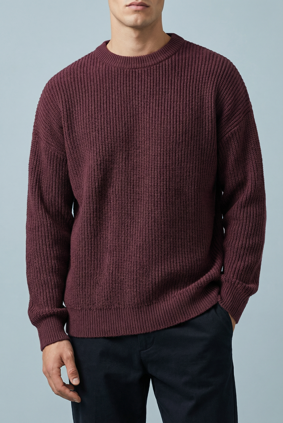 Men's Minimalist Relaxed Rib Crew Neck Sweater