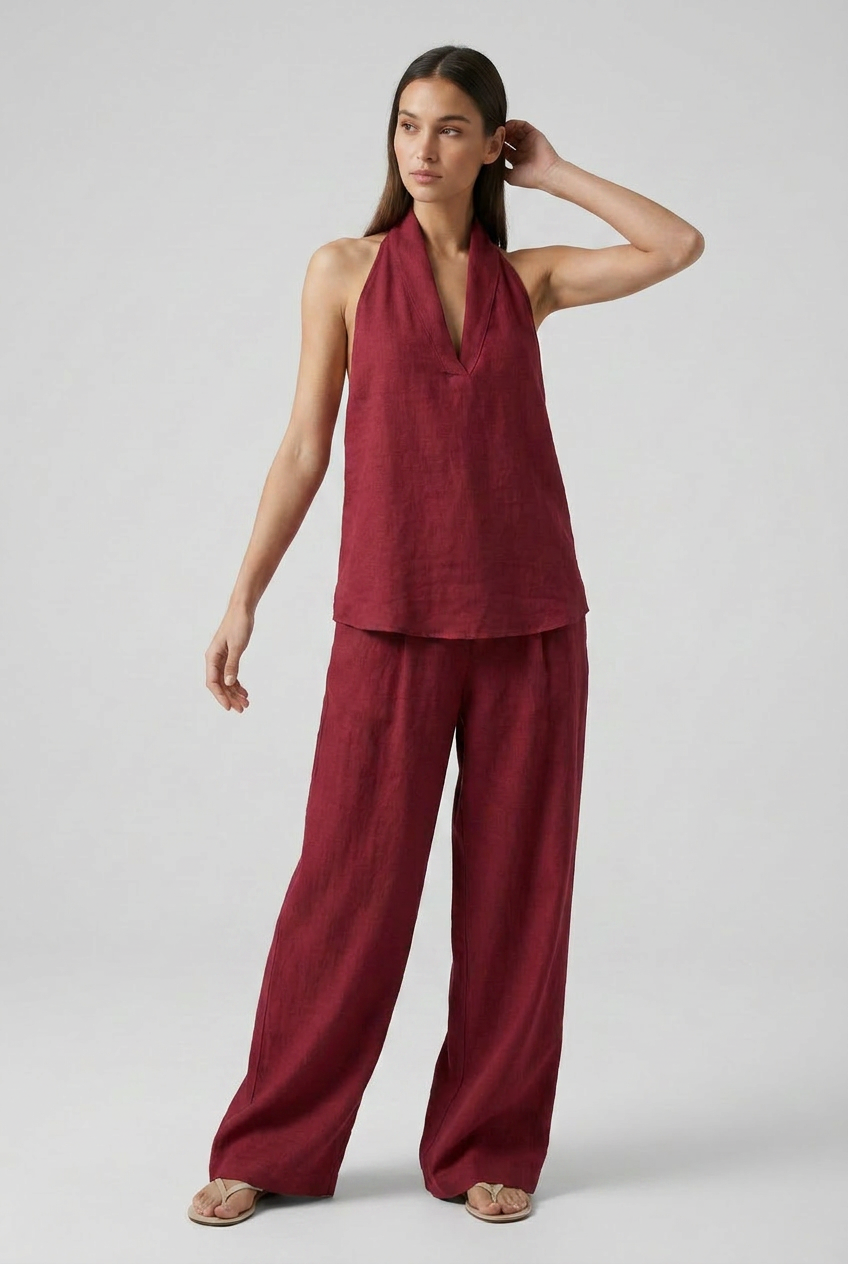 Halterneck Top Wide Leg Trouser Co-ord Set