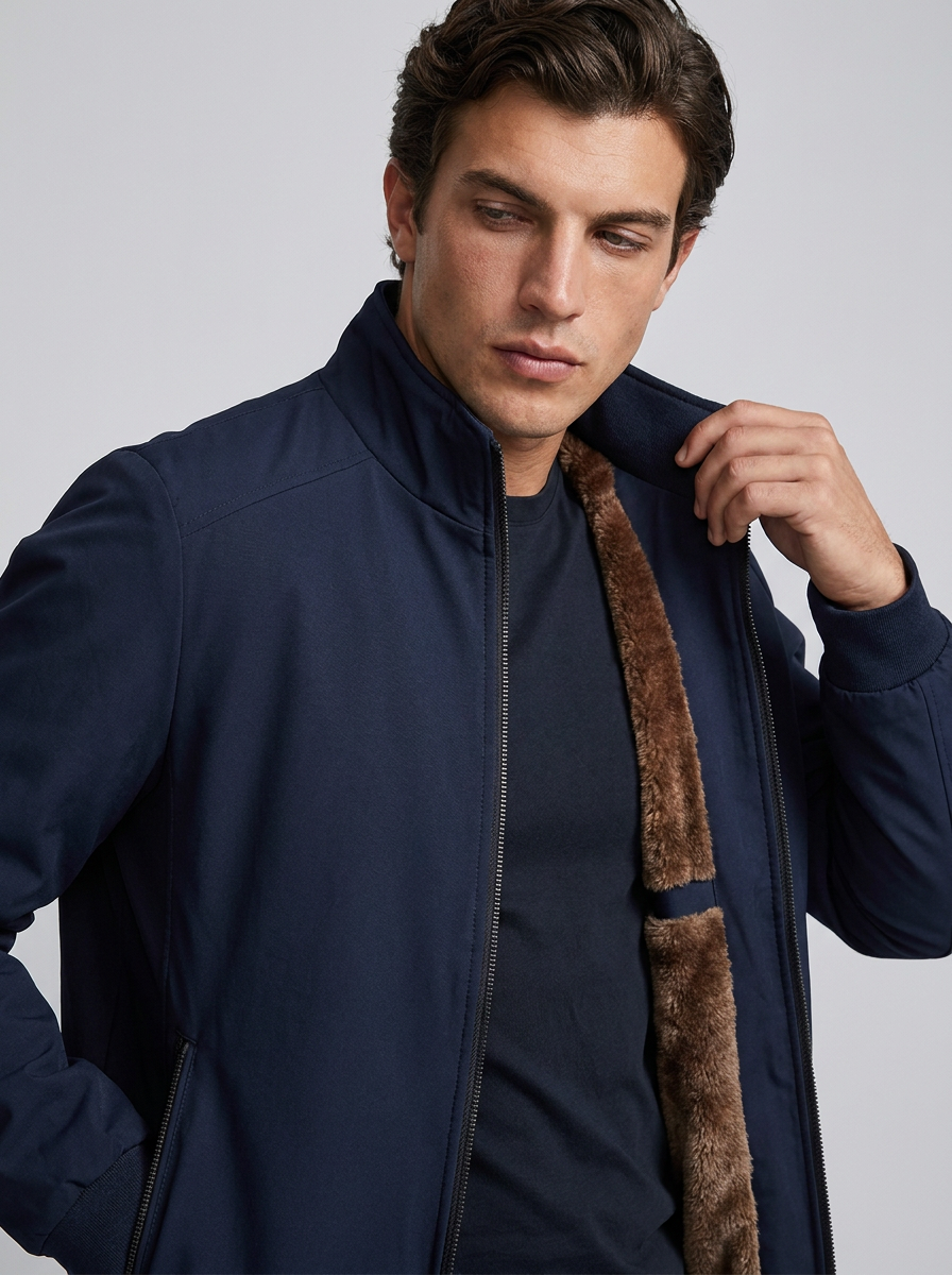 Men’s Lightweight Fleece Lining Bomber Jacket