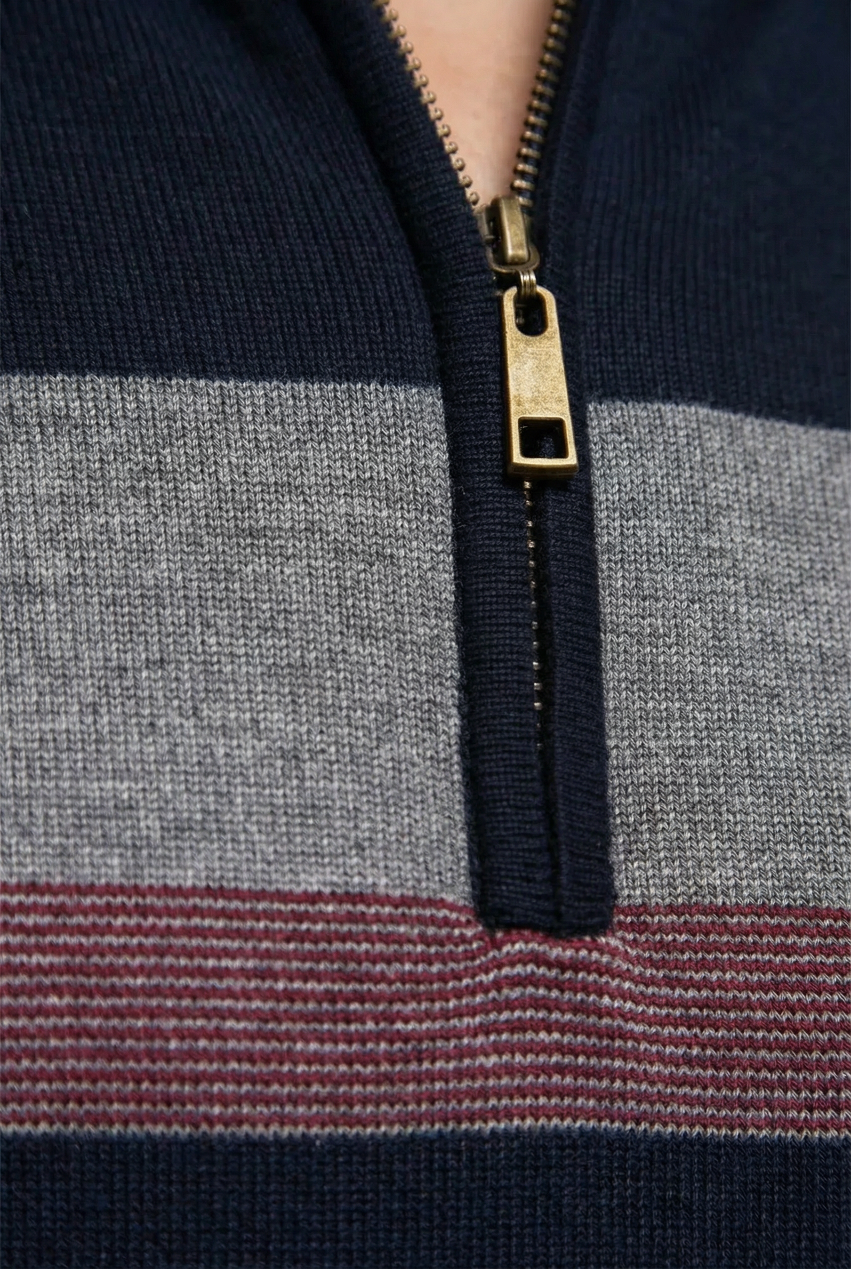Men’s Striped Quarter Zip Sweater – Soft Knit Jumper