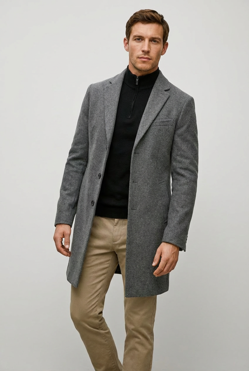 Men’s Classic Wool Style Overcoat Winter Coat