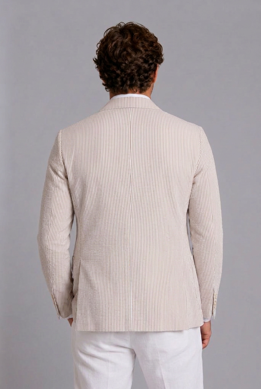 Textured Notch Lapel Lightweight Blazer Men