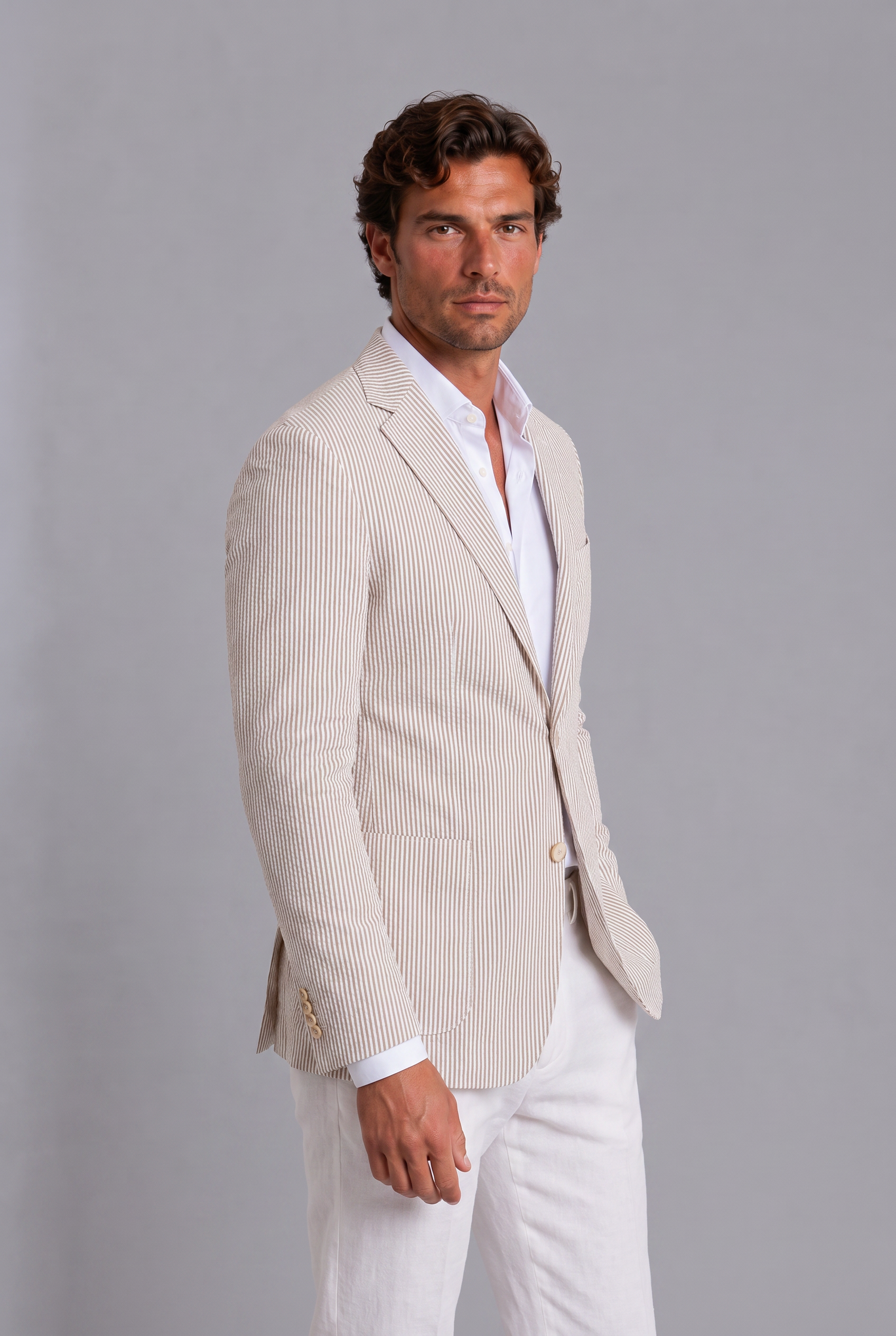 Textured Notch Lapel Lightweight Blazer Men