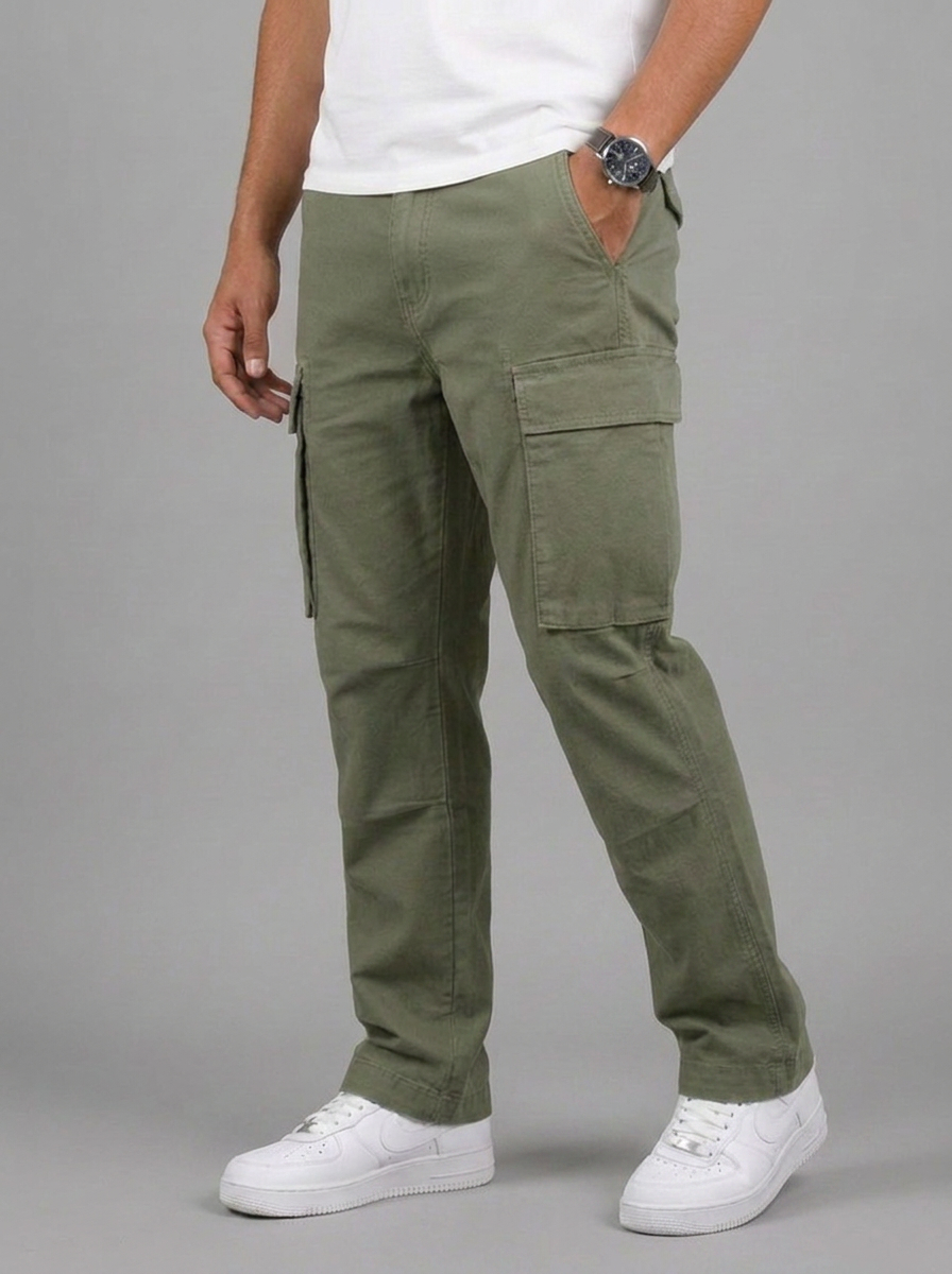 Men's Cargo Trousers – Straight Leg Multi-Pocket Casual