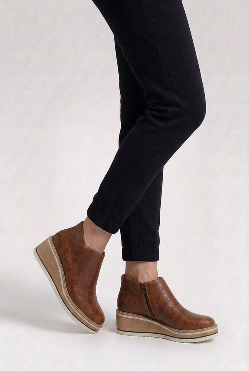 Wedge Sole Slip-On Orthopaedic Ankle Boots Women
