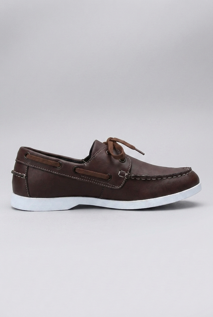 Lace Up Leather Style Casual Boat Shoes Men