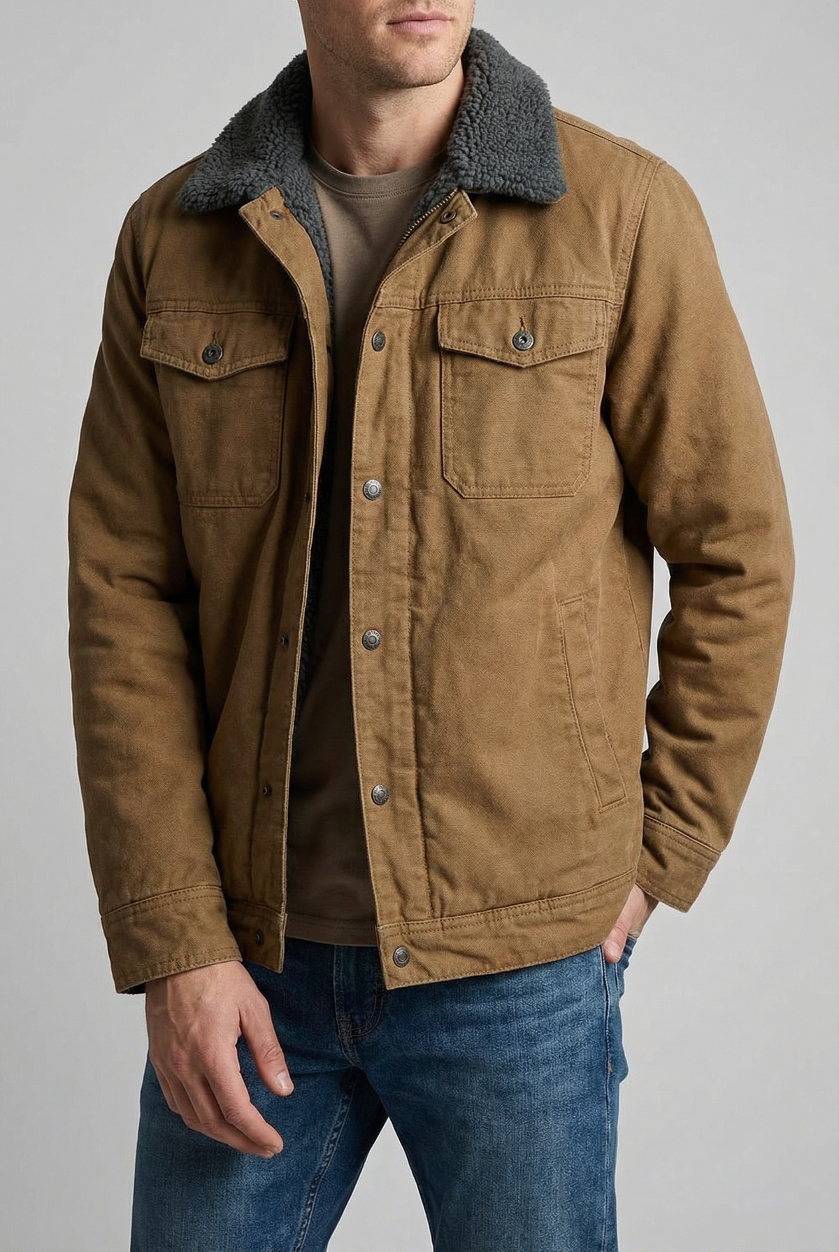 Men's Warm Sherpa Lined Casual Jacket