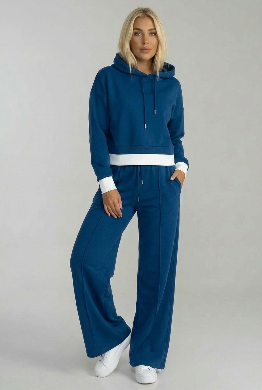 Women’s Relaxed Wide Leg Casual Two Piece Tracksuit Set
