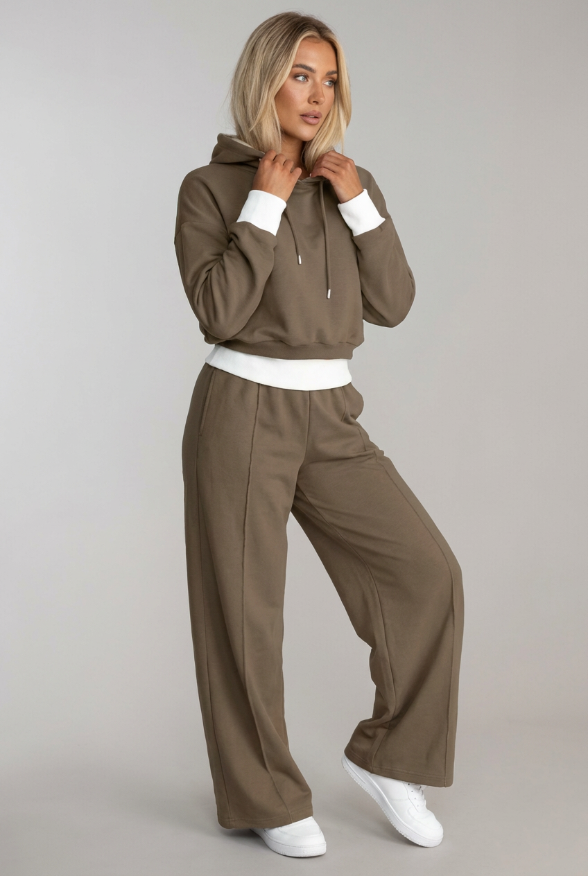 Women’s Relaxed Wide Leg Casual Two Piece Tracksuit Set