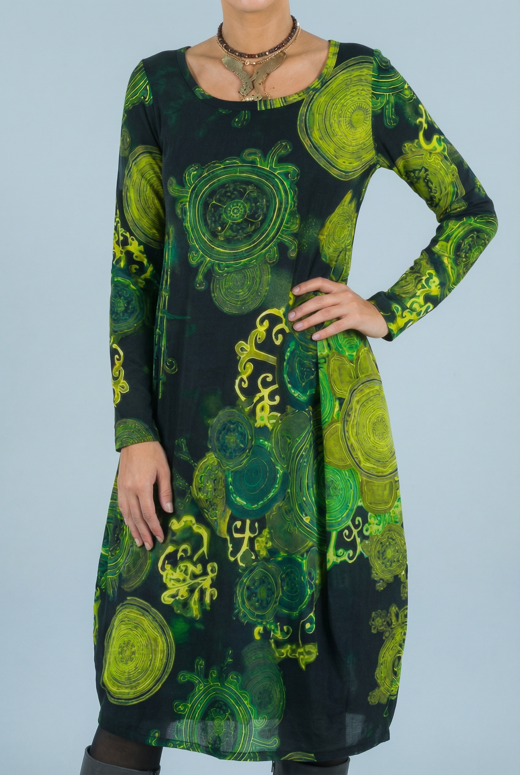 Women’s Modest Midi Boho Dress Long Sleeve Casual Style Comfortable Fit with Pockets