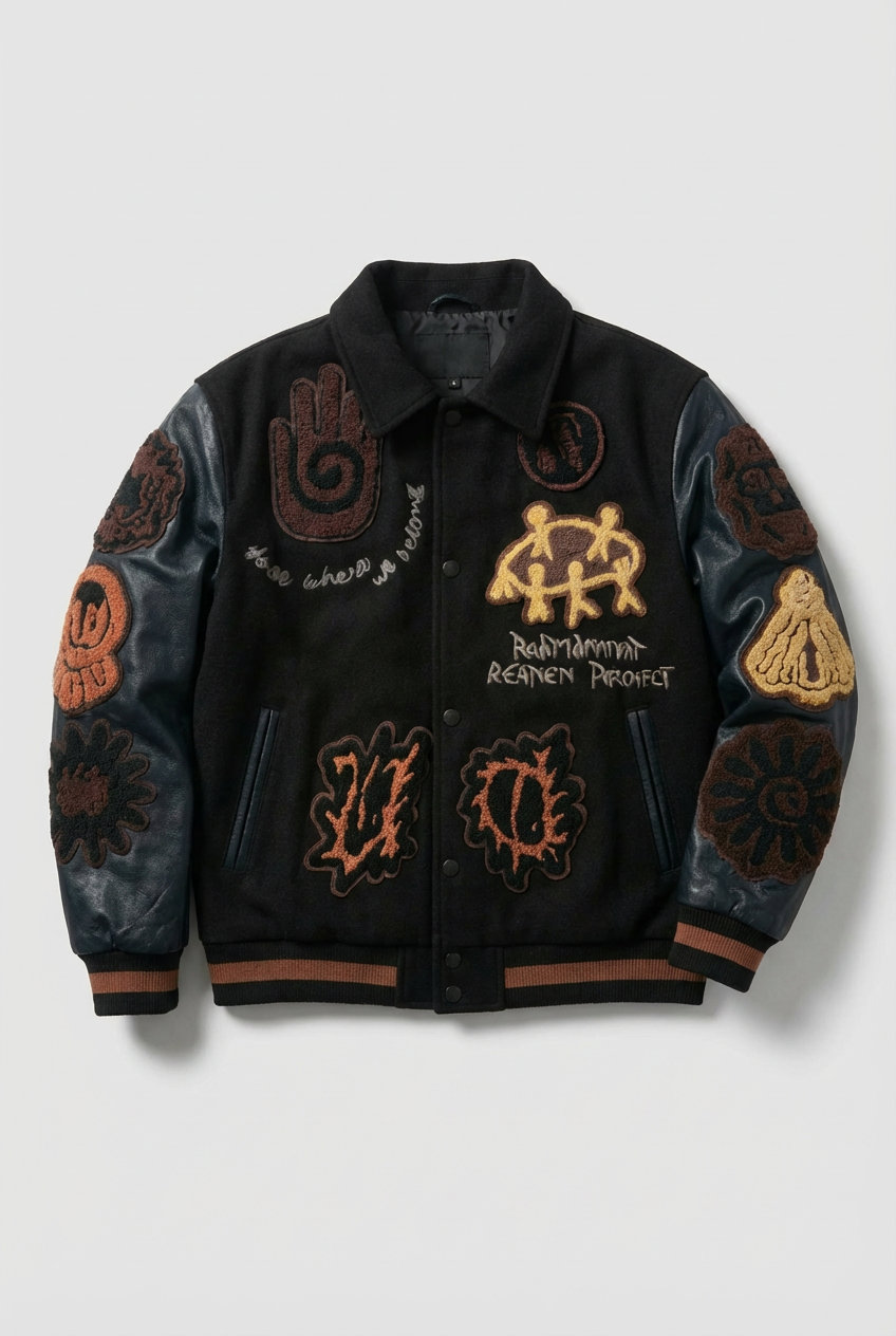 Men’s Geometric Embroidered Baseball Jacket