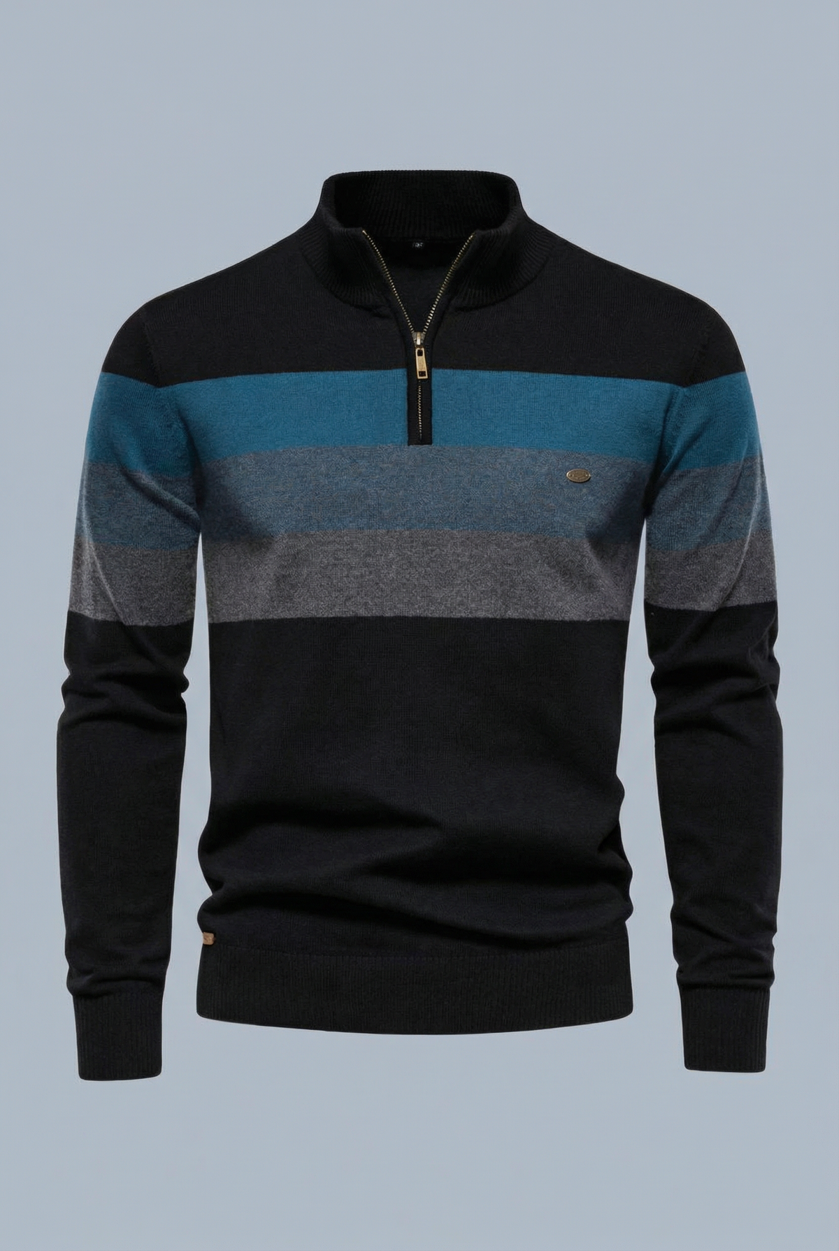 Men’s Striped Quarter Zip Sweater – Soft Knit Jumper