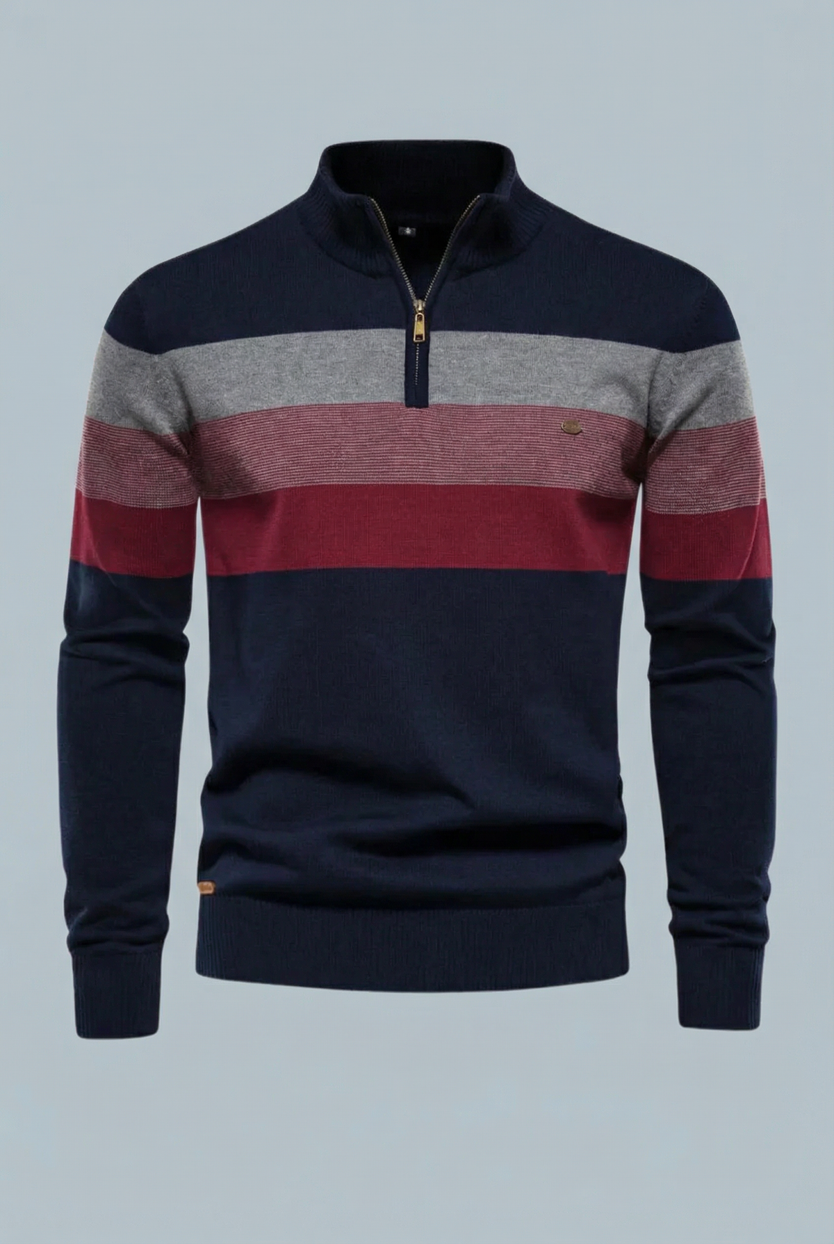 Men’s Striped Quarter Zip Sweater – Soft Knit Jumper