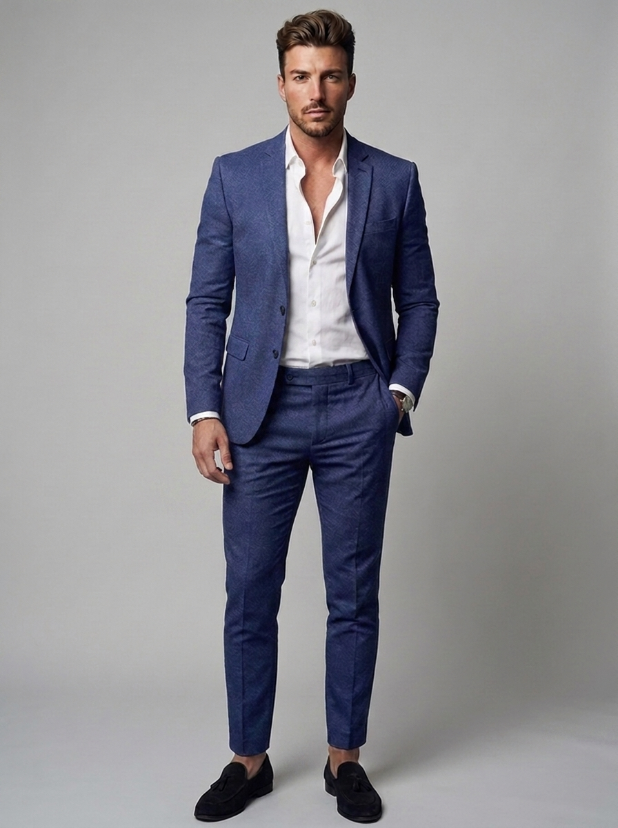 Mens Linen Style Summer Suit