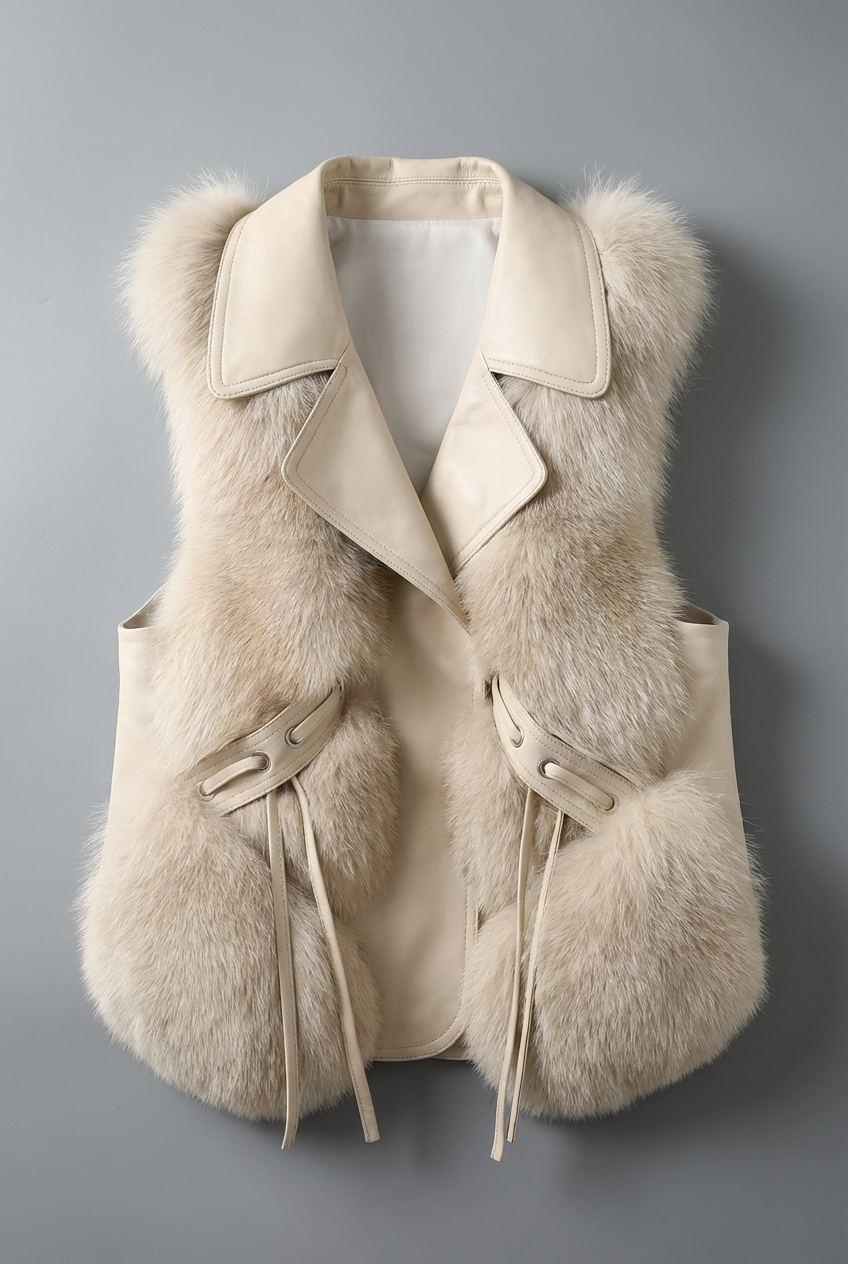Women's Faux Fur Style Gilet – Oversized Lapel Lightweight Layering Vest