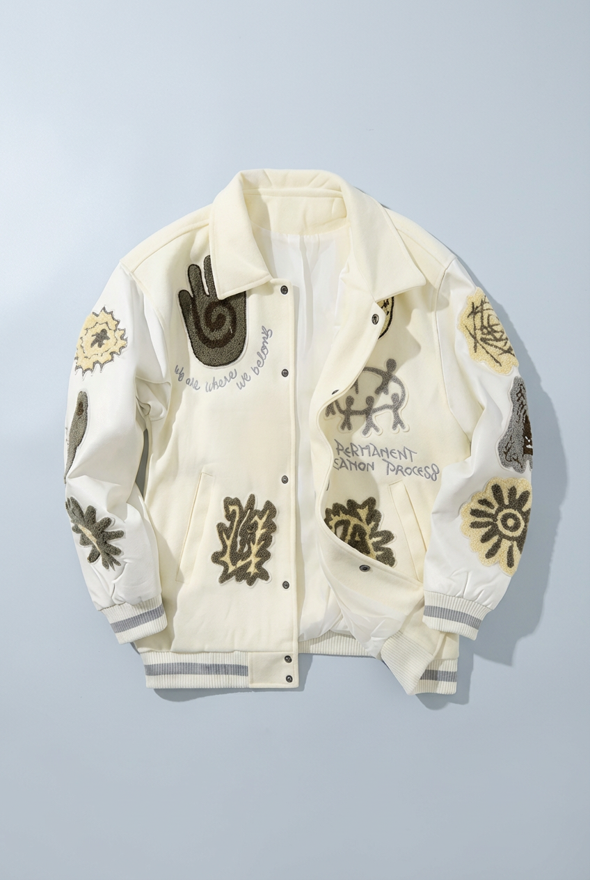Men’s Geometric Embroidered Baseball Jacket