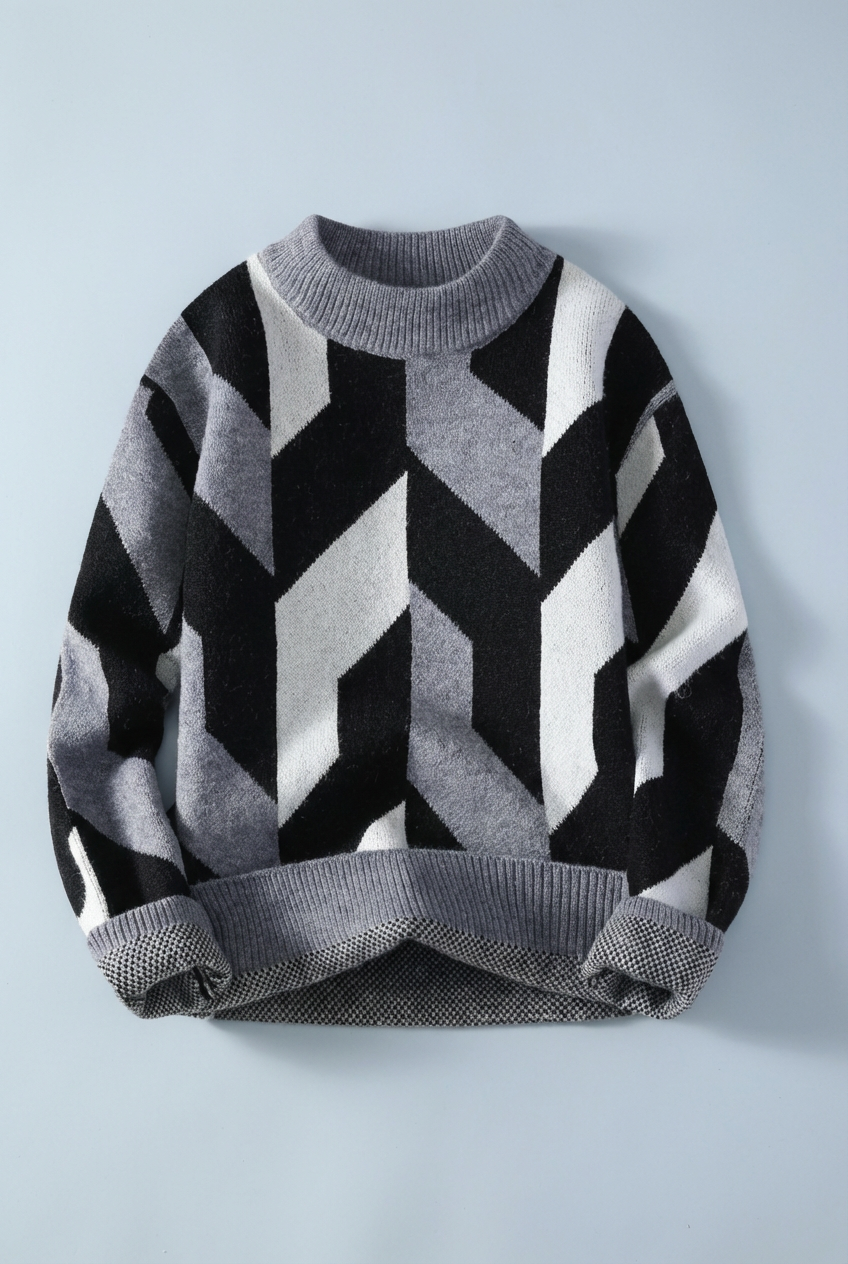 Men’s Geometric Relaxed Fit Sweater
