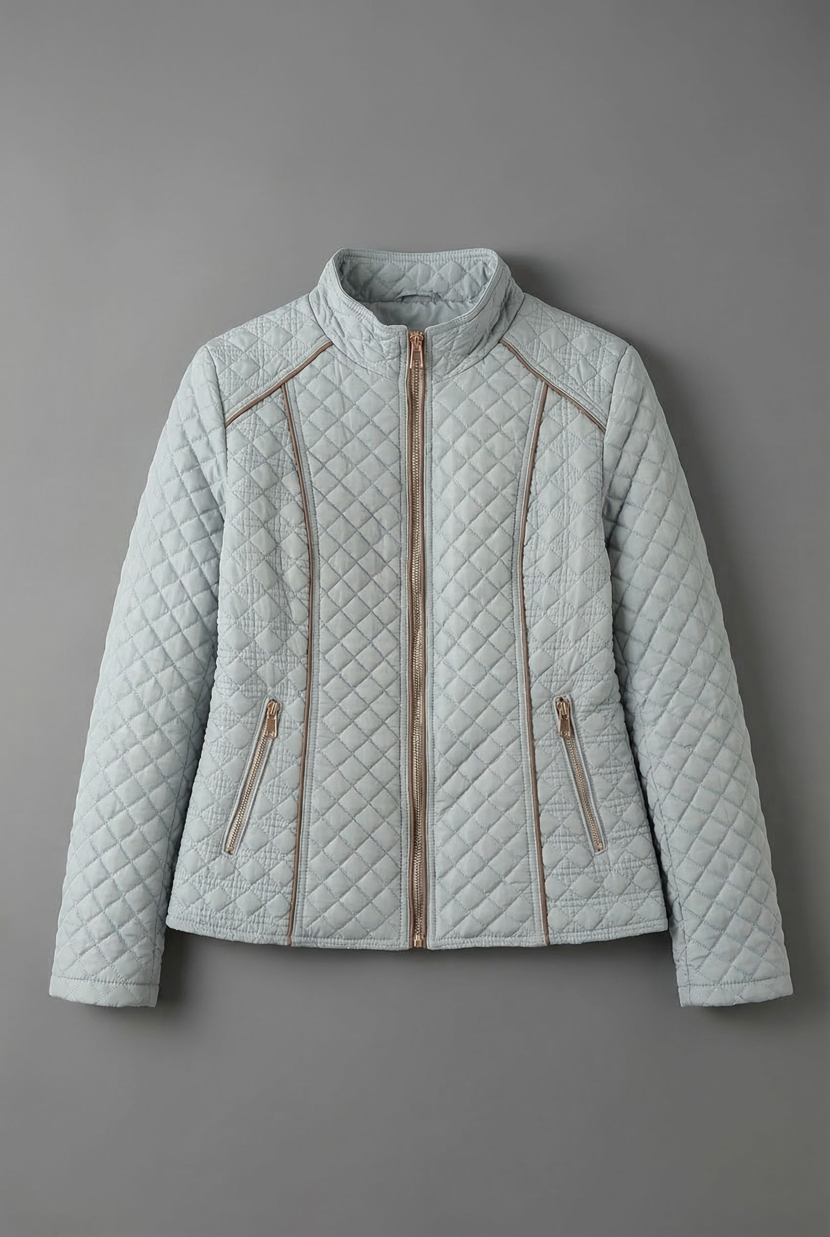 Women's Summer Quilted Zip Up Fitted Jacket
