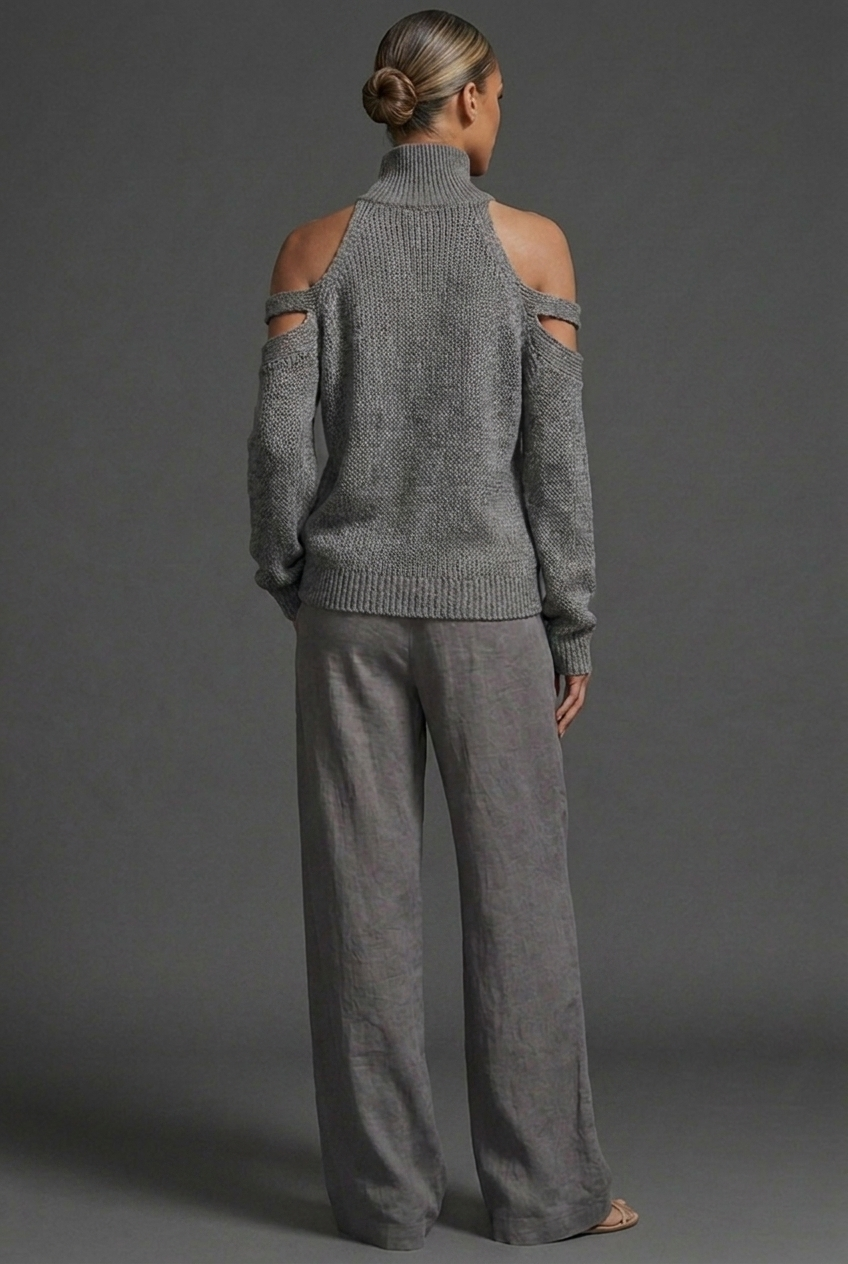 High Neck Knit Style Jumper Wide Leg Co-ord Set