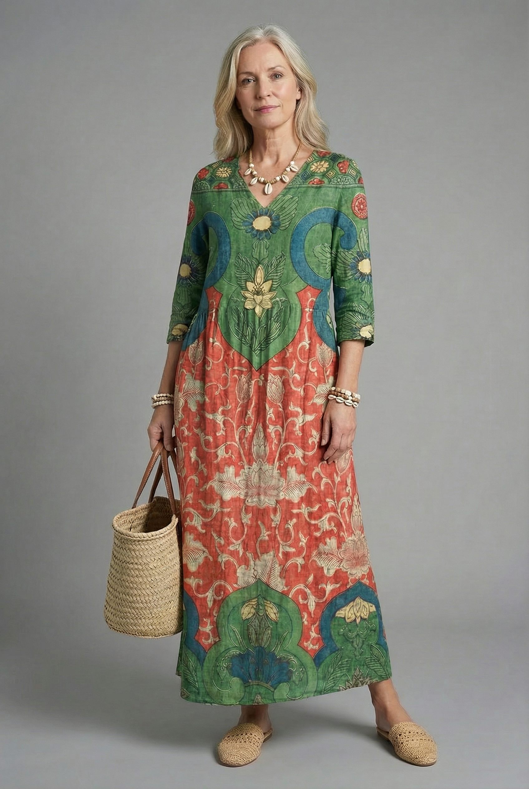 Women’s Comfortable A-Line Modest Boho Maxi Dress