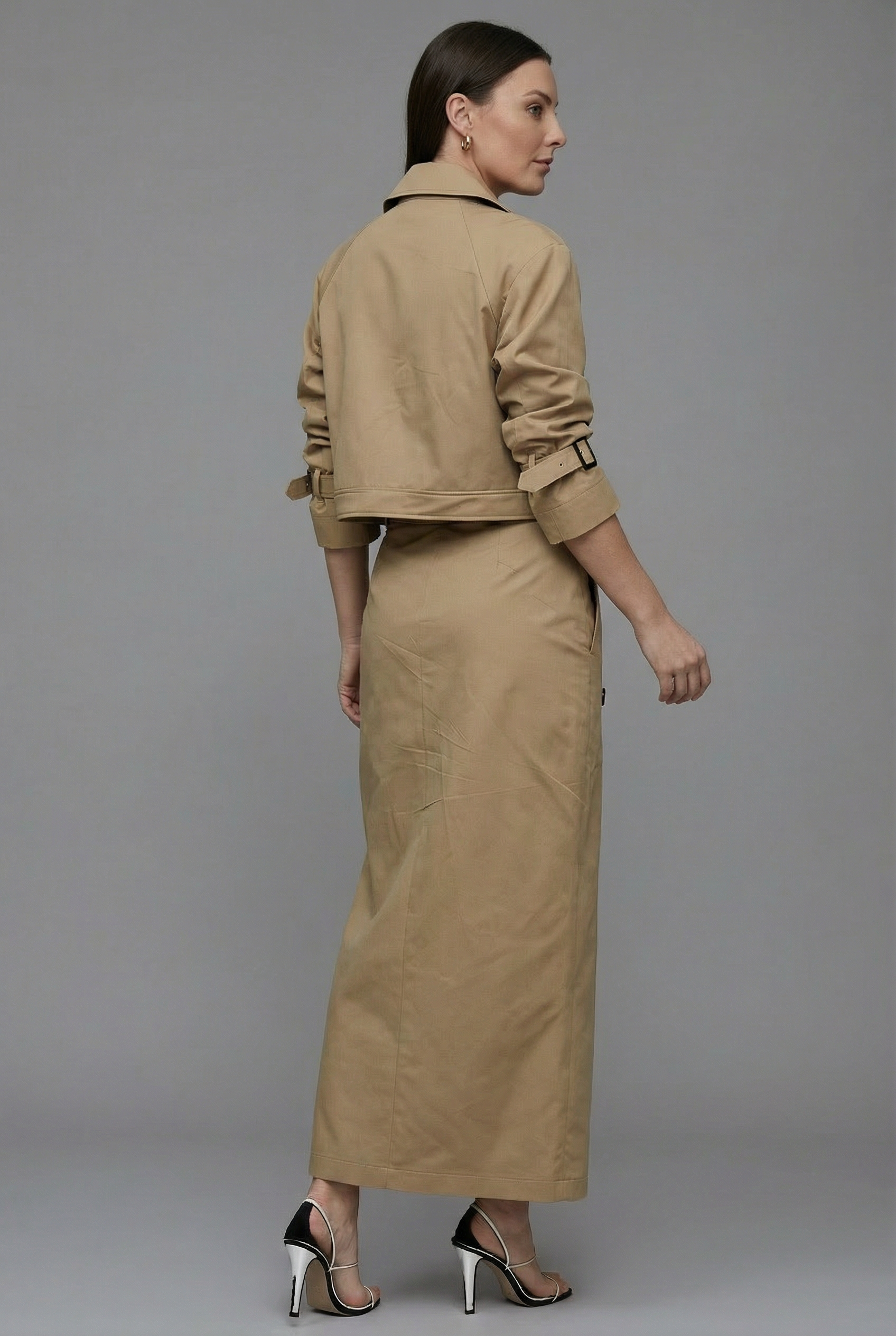 Women’s Tailored Cropped Blazer & Belted Midi Wrap Skirt Co-Ord Set