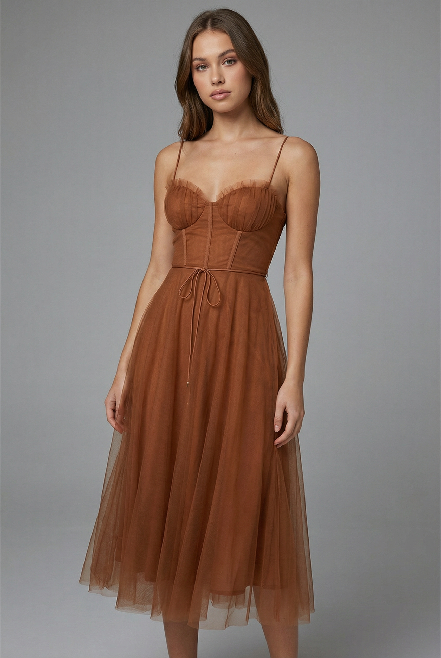 Women’s Elegant Tulle Midi Dress with Lightweight Fit